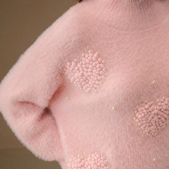 Pink Elegant Women's Chic Velvet Sweater - Picture 7 of 7